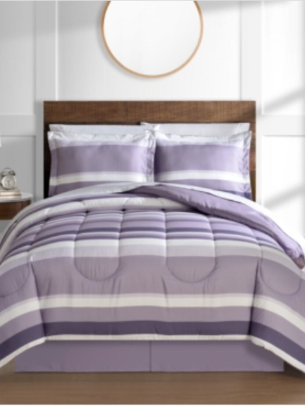 Austin Stripe/Solid Reversible 8 Pc. Comforter Set, -Lavender